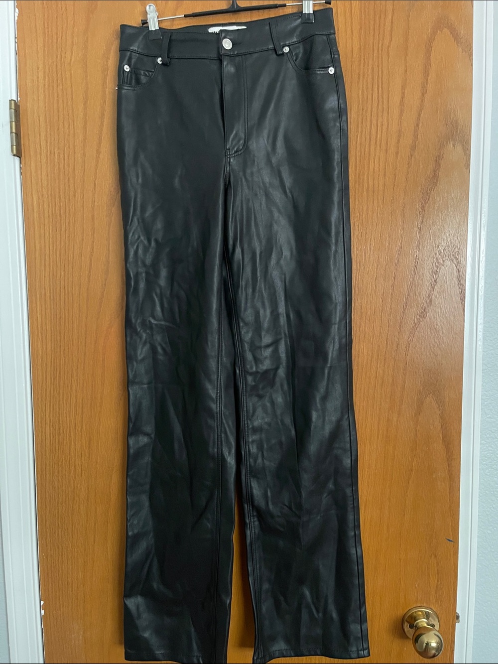Zara Black Faux Leather Bootcut Jeans